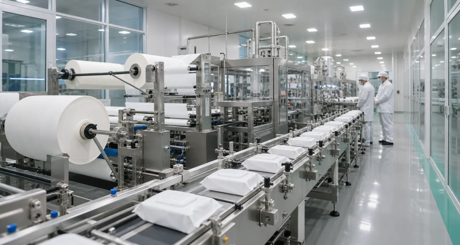 Línea moderna de fabricación de toallitas húmedas